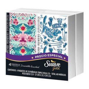 Suave Gold Pañuelos Faciales Triple Hoja Precio Especial x 4 Paquetes de 10