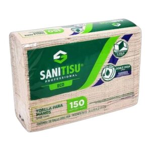 Sanitisu Professional Eco Toalla para Manos Doble Hoja Z-Fold x 150 Unidades