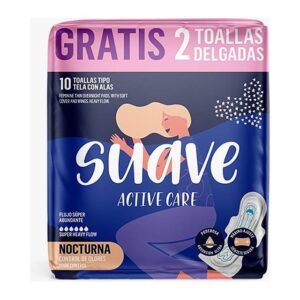 Suave Active Care Toallas Higiénicas Nocturna con Alas x 10 + 2 Delgadas Gratis